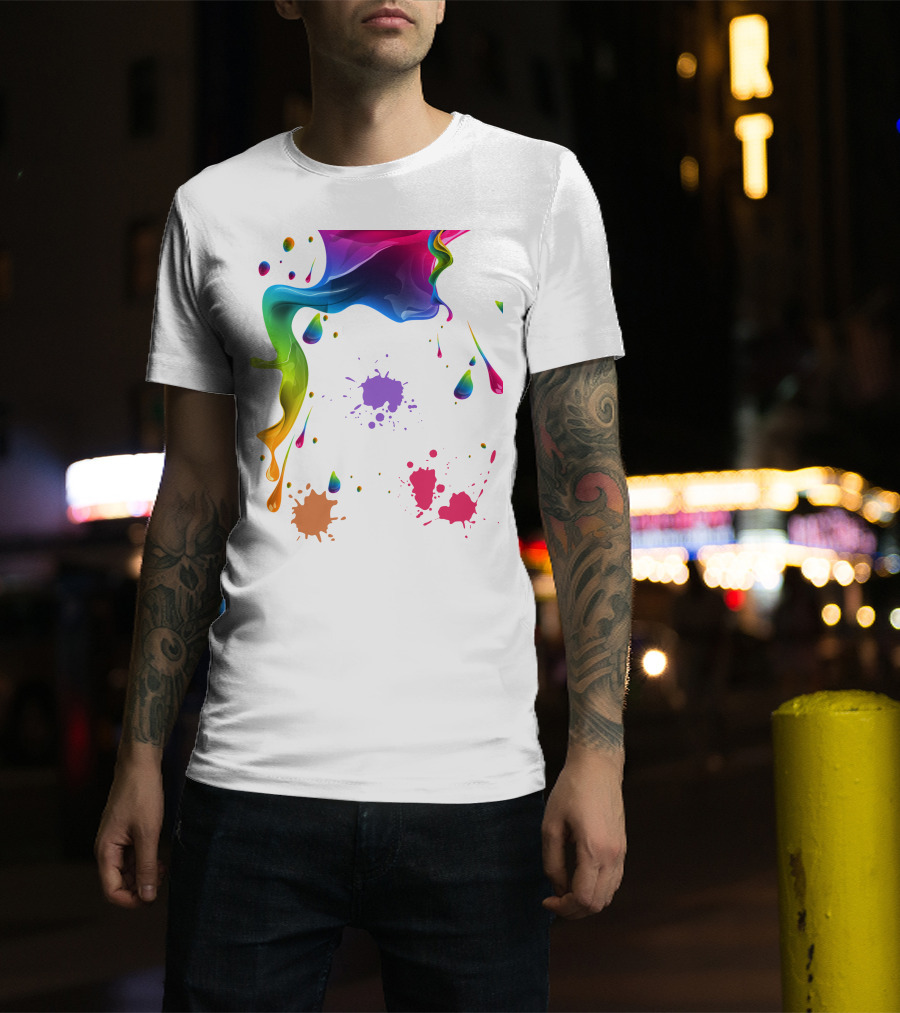 Waterpaint Colorful Splatter Vibrant Drips And Drops T-Shirt