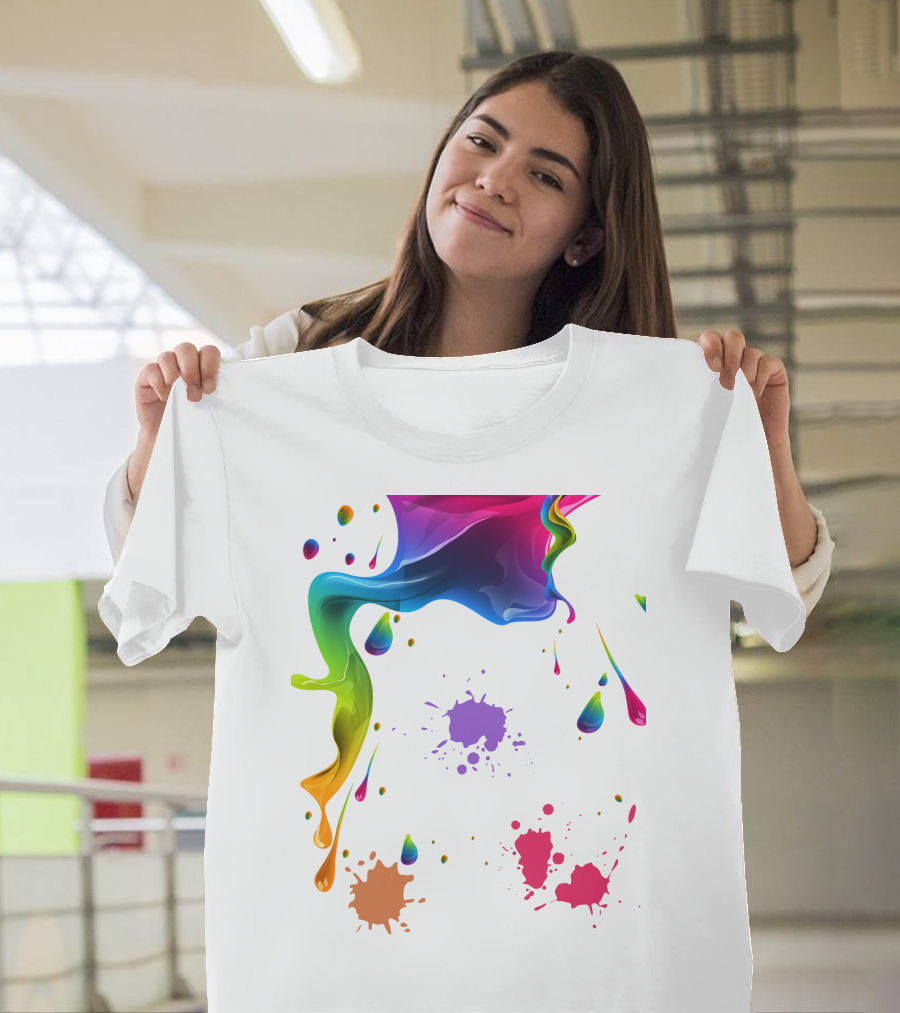 Waterpaint Colorful Splatter Vibrant Drips And Drops T-Shirt