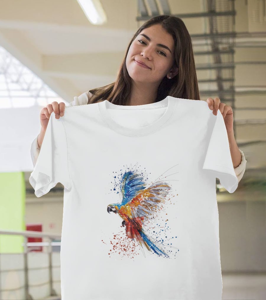 Colorful Splatter Parrot Flight T-Shirt