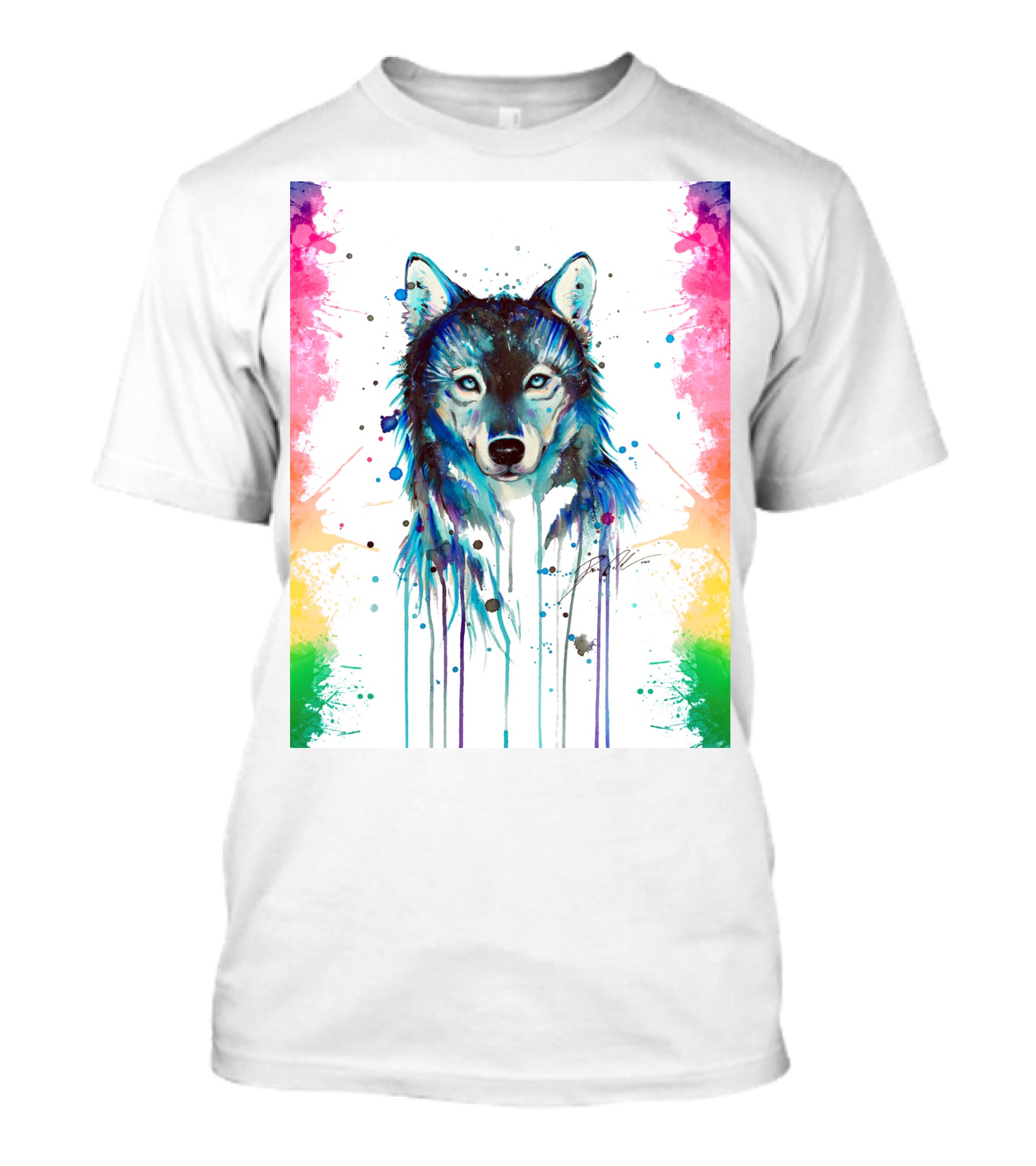 The Wolf Painting Colorful Watercolor T-Shirt
