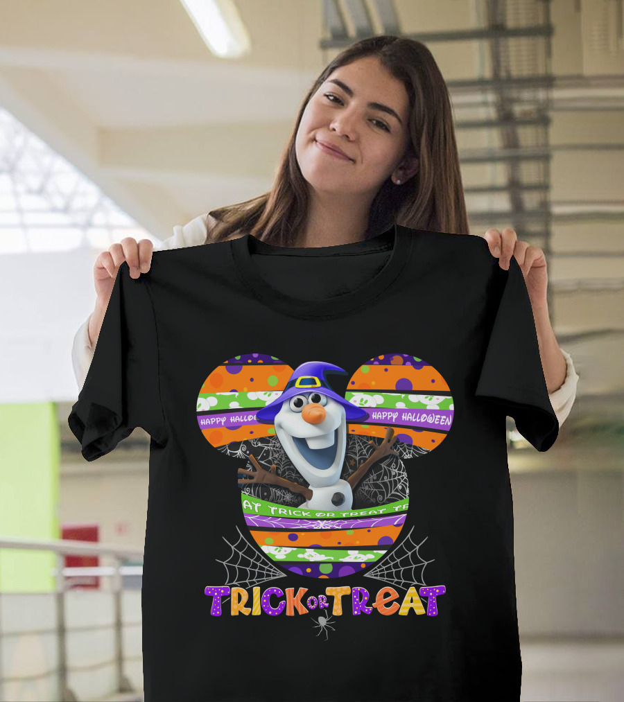 Happy Halloween Trick Or Treat Olaf Mickey Ears T-Shirt