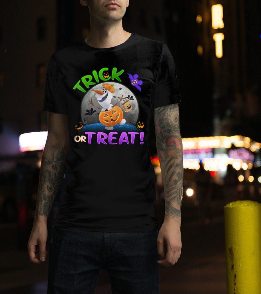 Trick Or Treat Halloween Olaf Pumpkin Moon T-Shirt