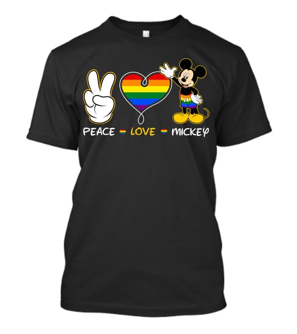 PEACE LOVE MICKEY Rainbow Pride T-Shirt