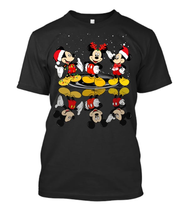 Mickey Mouse Christmas Santa Outfit Reflections T-Shirt