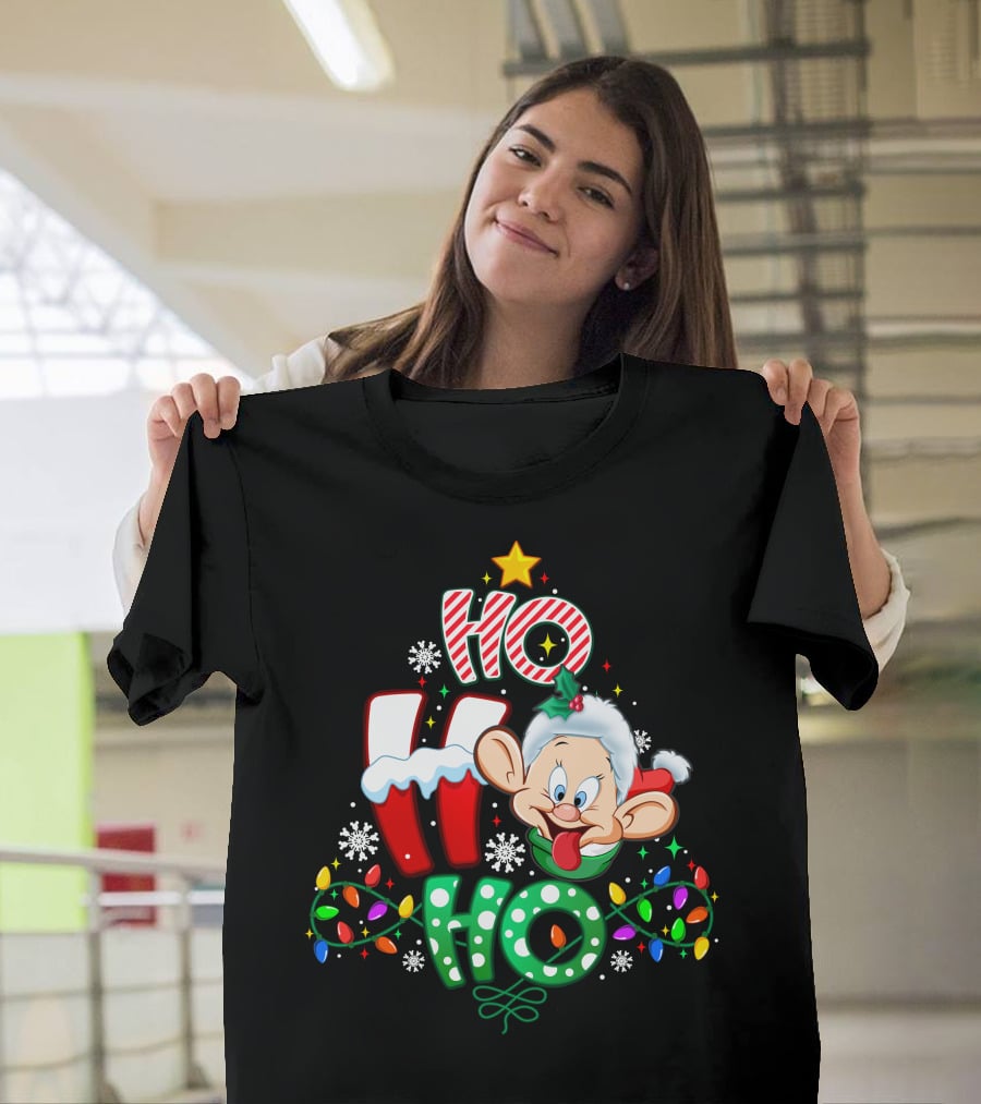 Dopey Ho Ho Ho Christmas Lights Snowflakes Holiday Cheer T-Shirt