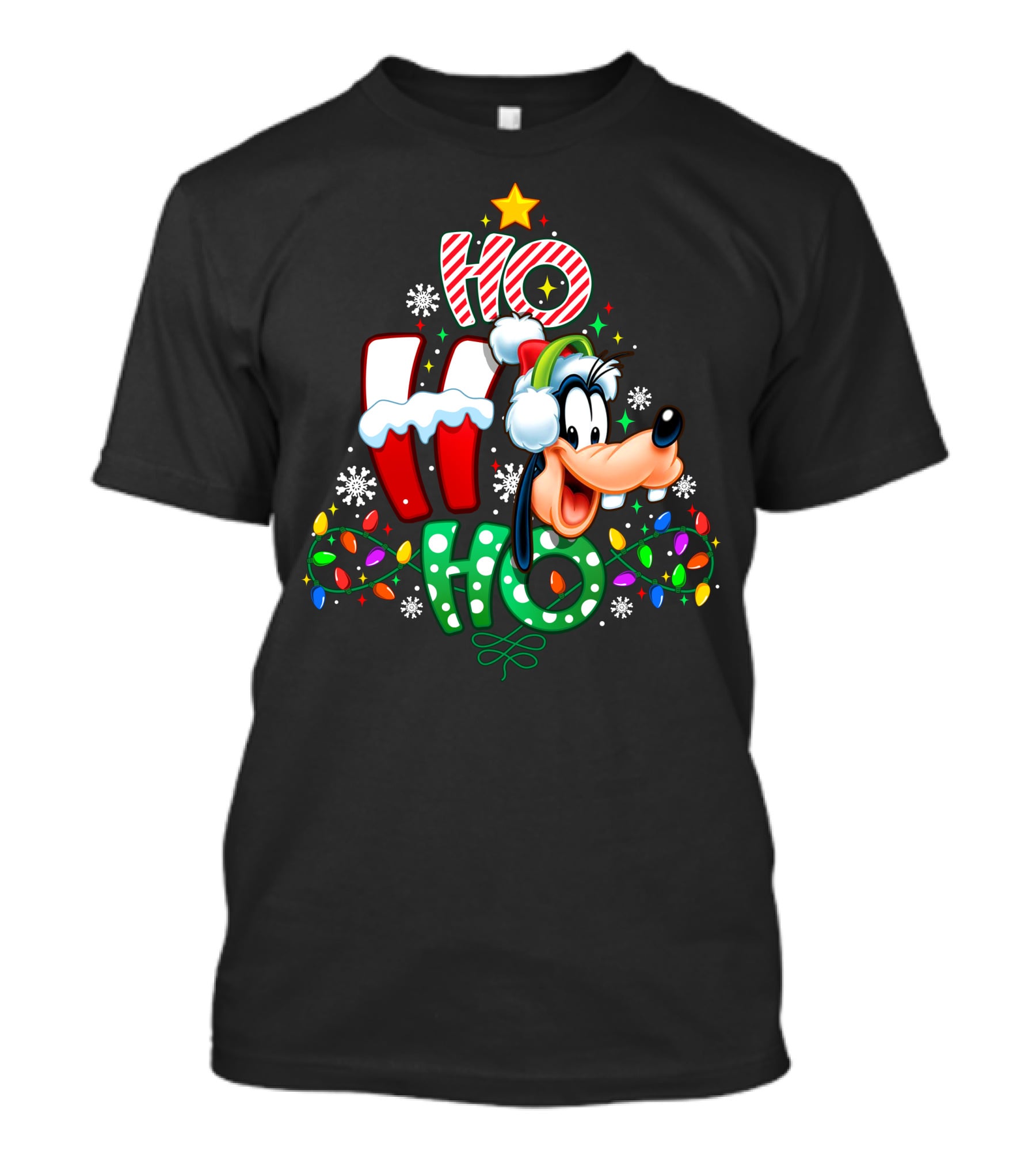 Goofy Ho Ho Ho Christmas Lights Holiday T-Shirt