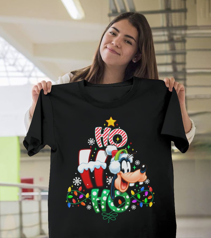 Goofy Ho Ho Ho Christmas Lights Holiday T-Shirt