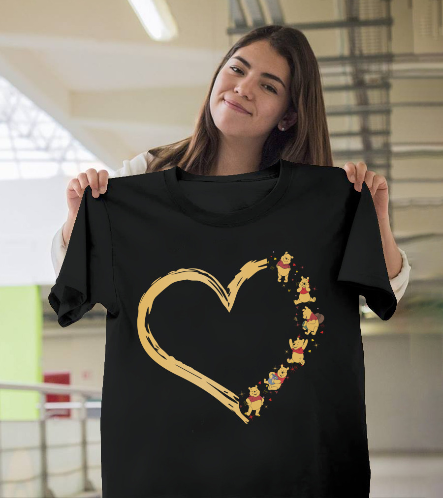 Winnie The Pooh Characters Heart-Shaped T-Shirt
