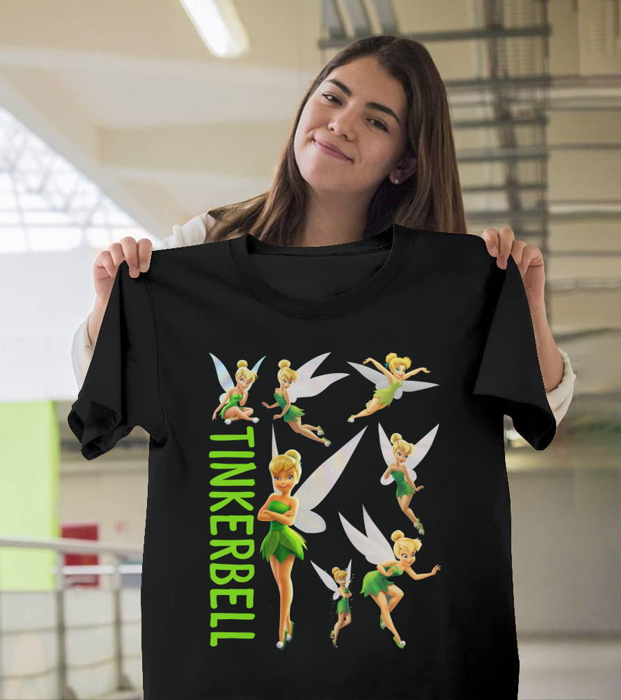 Tinker Bell Fairies In Action With Wings And Green Dress T-Shirt