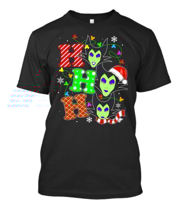 Maleficent Holiday Ho Ho Ho Christmas Disney Villain Santa Hat T-Shirt