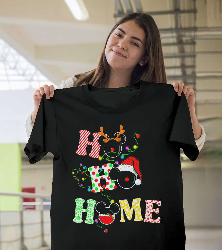 Ho Ho Ho Me Mickey Head Christmas Lights T-Shirt
