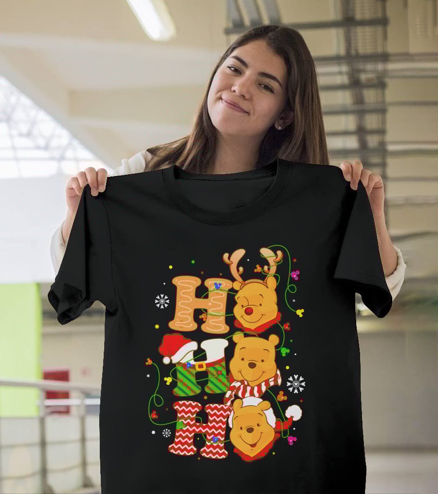 Ho Ho Ho Pooh Bear Christmas Holiday Cheer T-Shirt