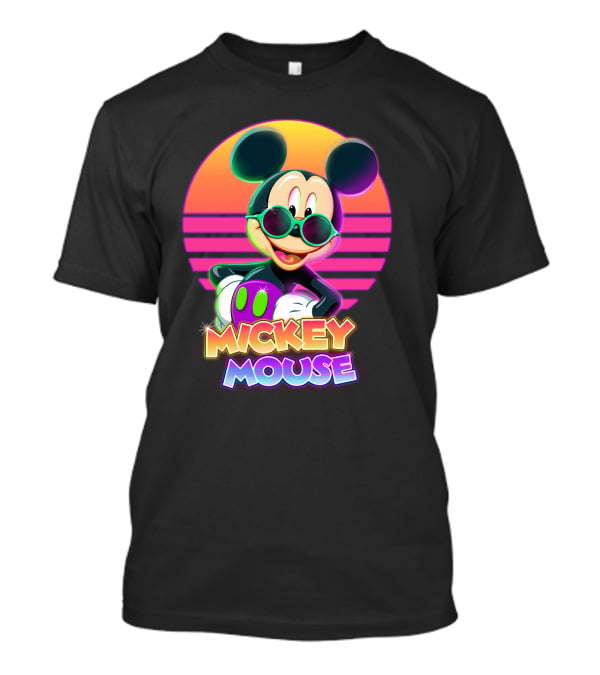 Mickey Mouse Retro Neon Style Sunglasses Sunset T-Shirt