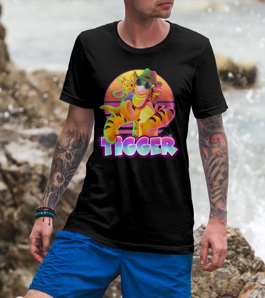 Tigger And Roo Neon Sunset Charm T-Shirt