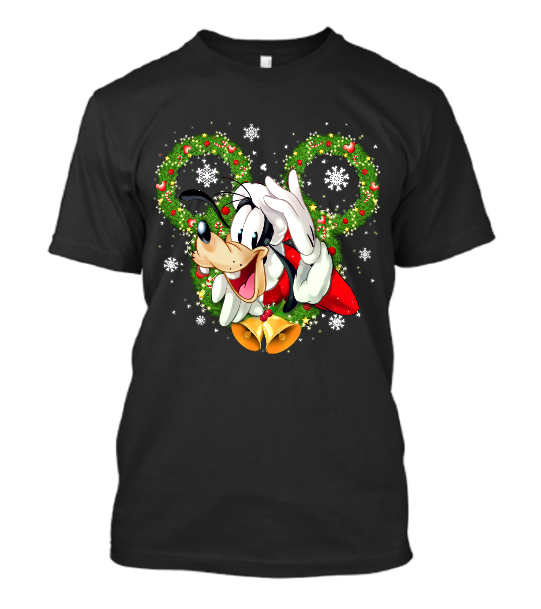 Goofy Christmas Holiday Cheer With Wreaths And Bells T-Shirt