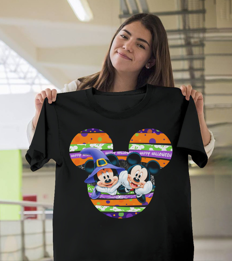 Mickey And Minnie Happy Halloween Halloween Pumpkin T-Shirt