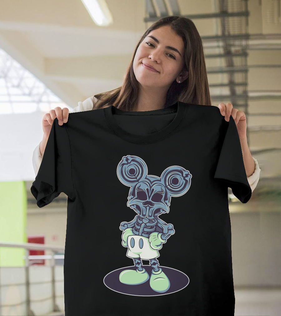 Halloween Creepy Skeleton Mouse Character T-Shirt