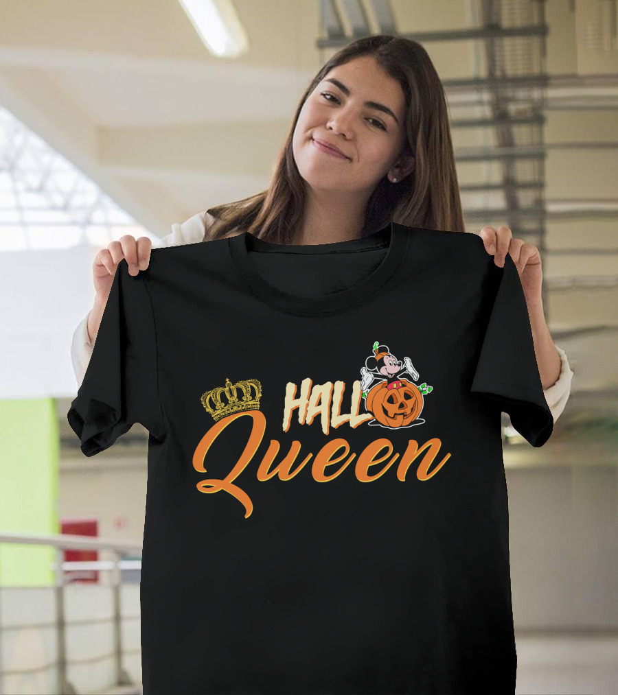 Hall Queen Crown Pumpkin Skeleton Halloween T-Shirt