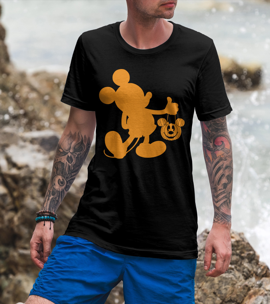 Mickey Mouse Halloween Pumpkin Silhouette T-Shirt