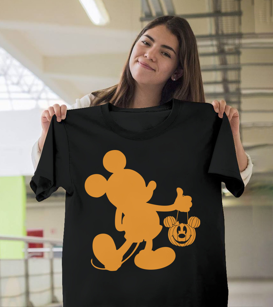 Mickey Mouse Halloween Pumpkin Silhouette T-Shirt