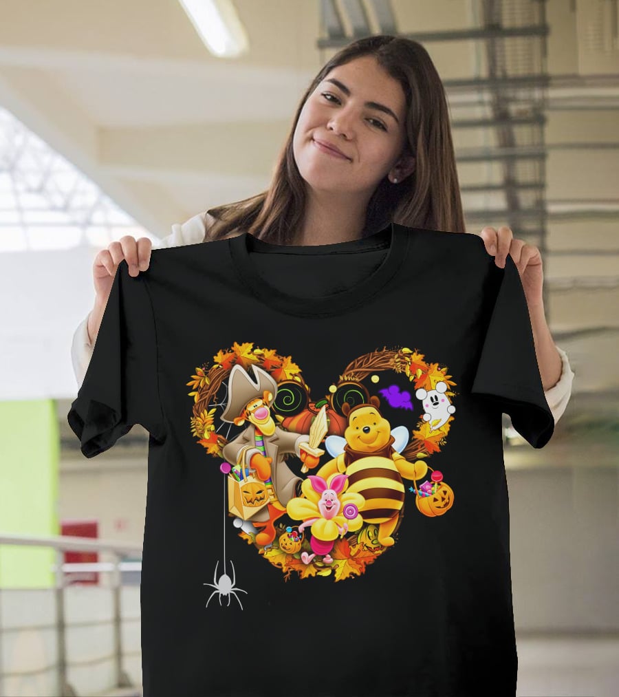 Winnie The Pooh Halloween Heart With Tigger And Piglet T-Shirt