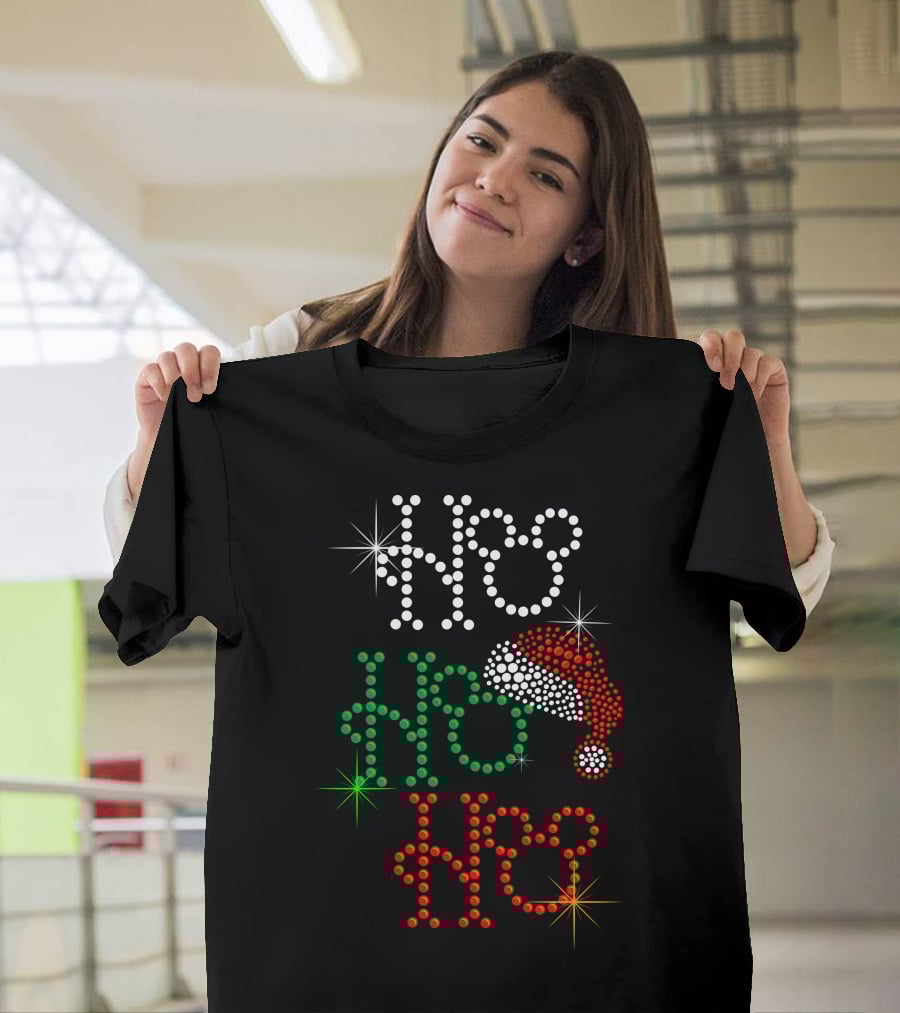 Merry Christmas 55 Ho Ho Ho Santa Hat Mickey Ears Holidots T-Shirt