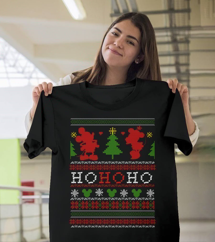 Merry Christmas 62 Ho Ho Ho Ugly Sweater Red Green Mickey Tree T-Shirt
