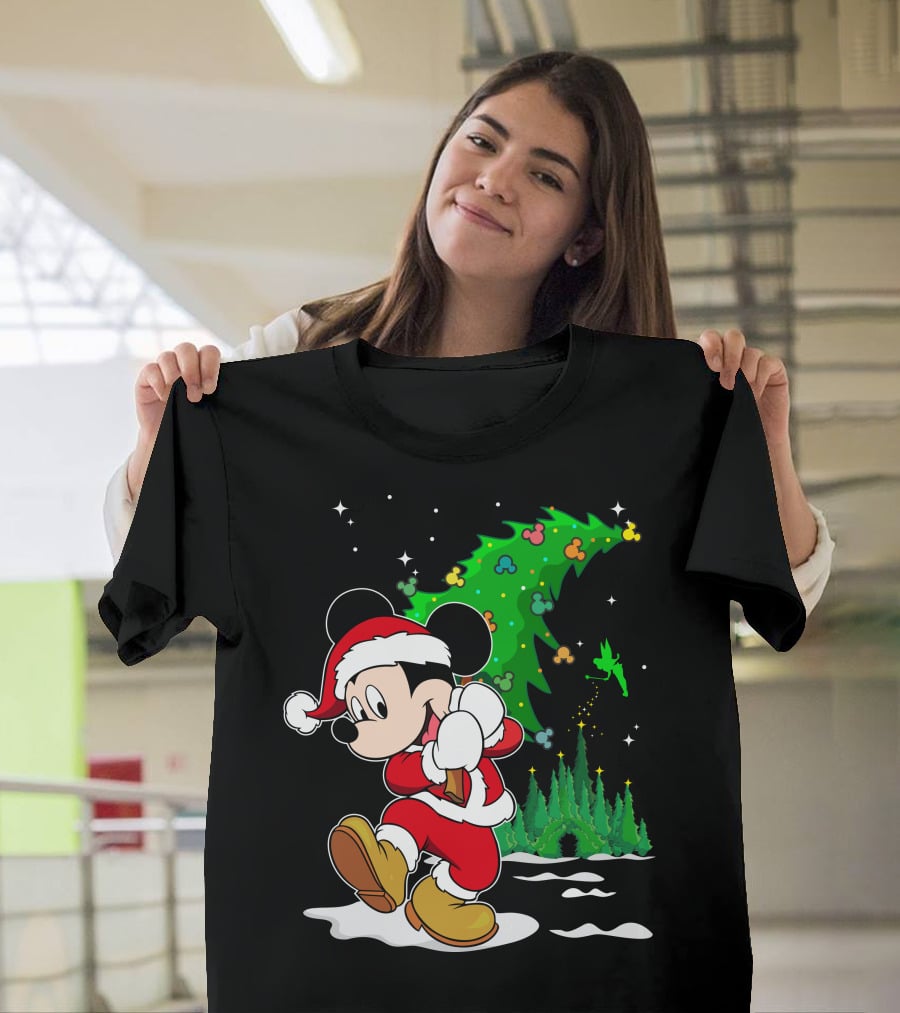 Merry Christmas Mickey Mouse Santa Magic Disney Tree T-Shirt