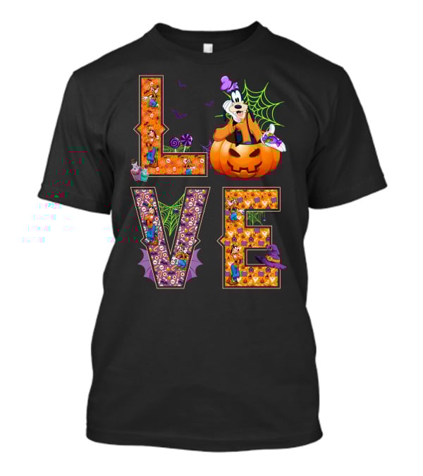 Goofy Halloween Love Pumpkin Spiderweb Bats T-Shirt