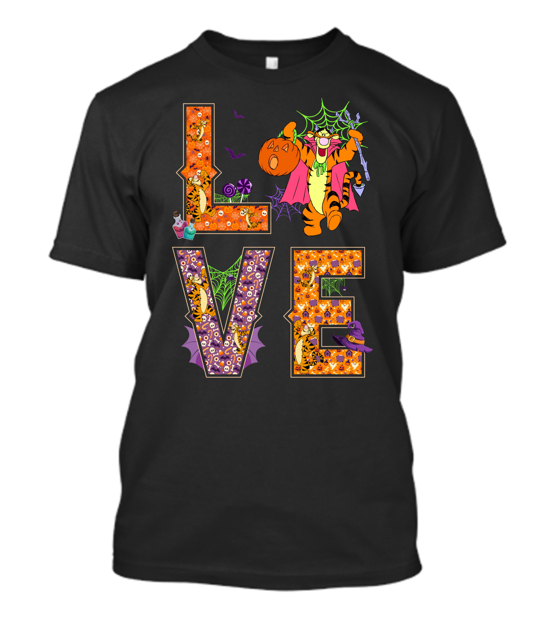 Tigger Halloween Love Pumpkin Costume Spiderwebs T-Shirt