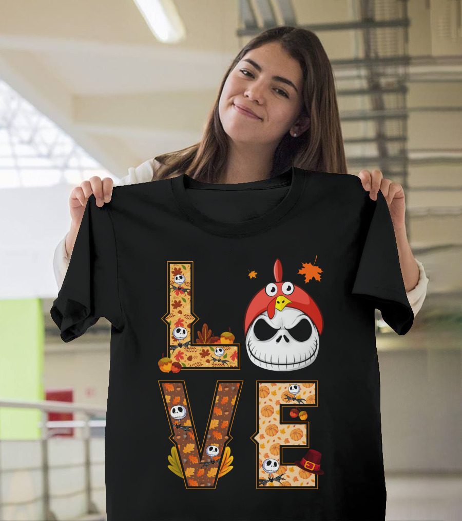 Love Jack Skellington Fall Pumpkin Thanksgiving T-Shirt