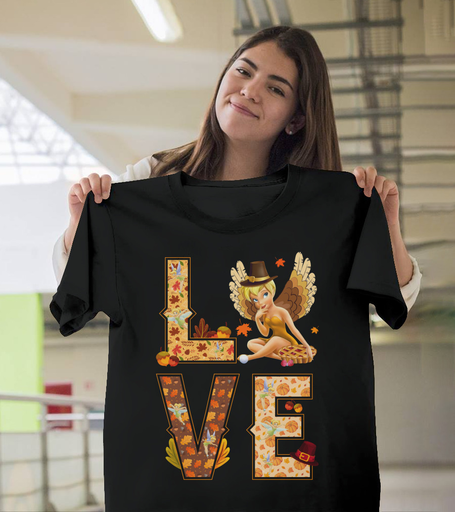 Love Tinkerbell Thanksgiving Autumn Theme T-Shirt