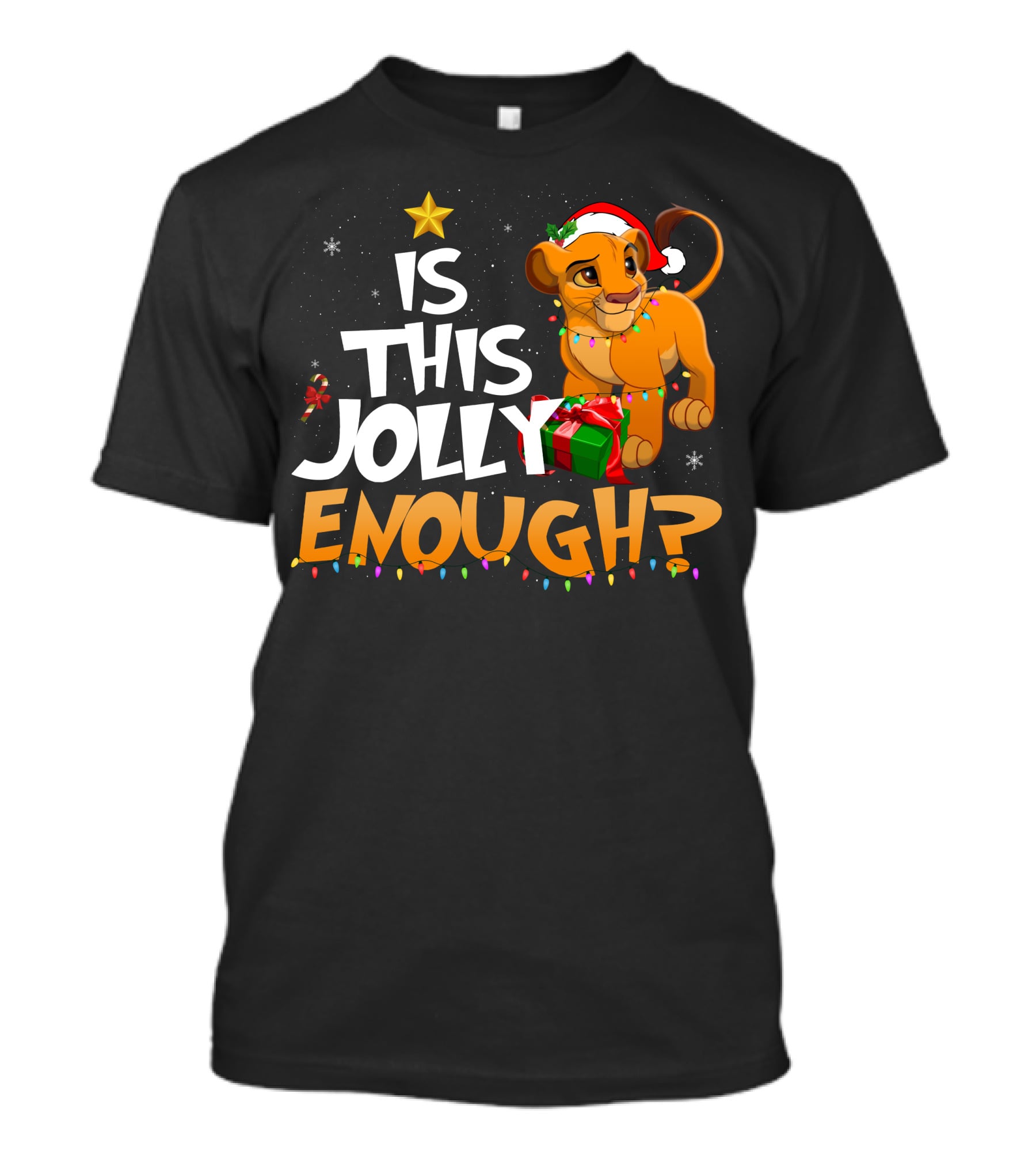 Is This Jolly Enough Simba Christmas Santa Hat T-Shirt