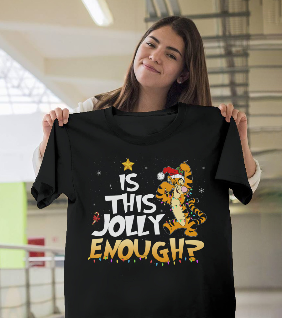 Is This Jolly Enough Tigger Christmas Santa Hat T-Shirt