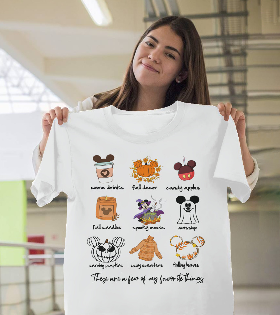 Warm Drinks Fall Decor Candy Apples Fall Candles Spooky Movies MNSSHP Carving Pumpkins Cozy Sweaters Falling Leaves Favorite Things T-Shirt