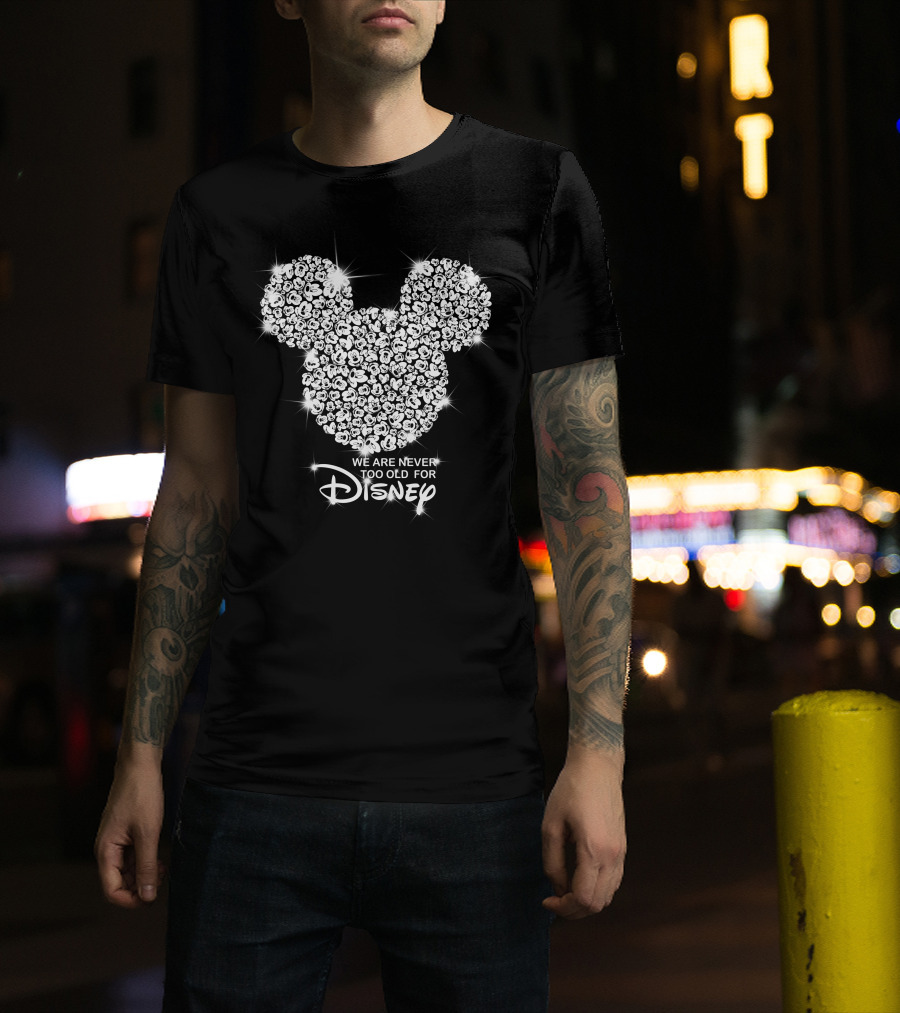 We Are Never Too Old For Disney Mickey Head Floral T-Shirt