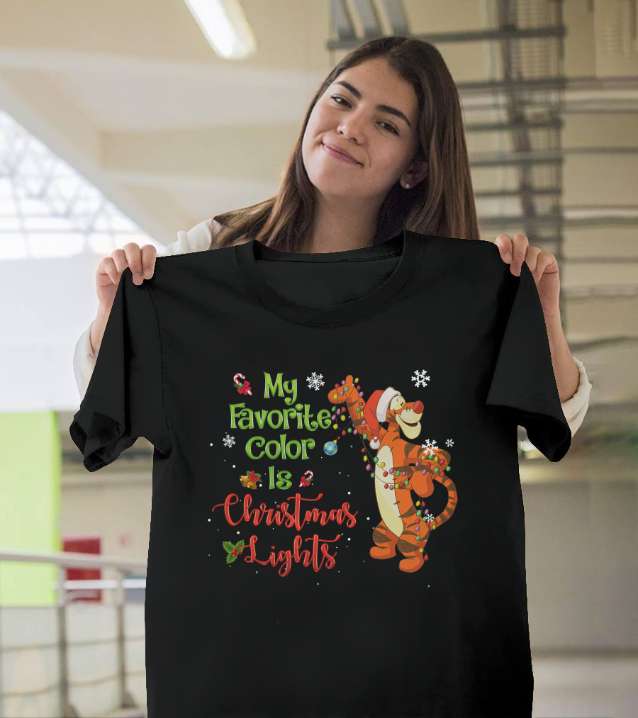 My Favorite Color Is Christmas Lights Tigger T-Shirt