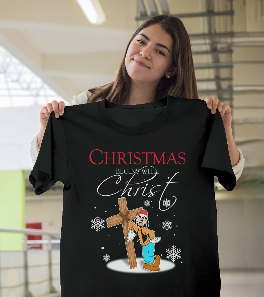 Christmas Begins With Christ Goofy Snowflakes T-Shirt