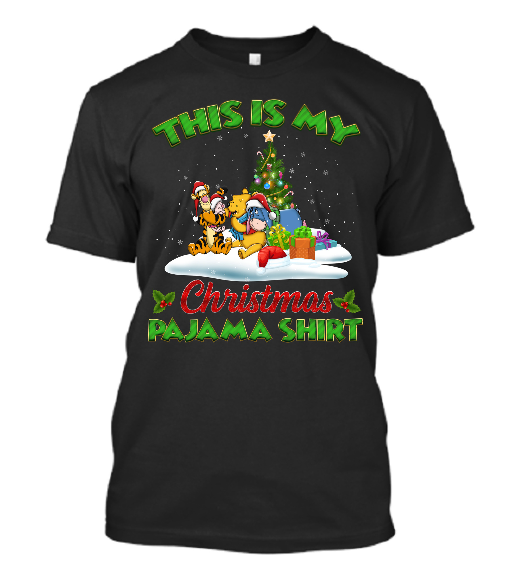 This Is My Christmas Pajama Shirt Winnie The Pooh Tigger Eeyore Christmas Tree T-Shirt