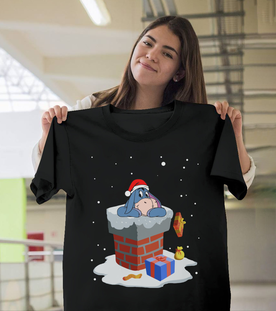 Eeyore Santa Chimney Christmas Gifts Snowflakes T-Shirt