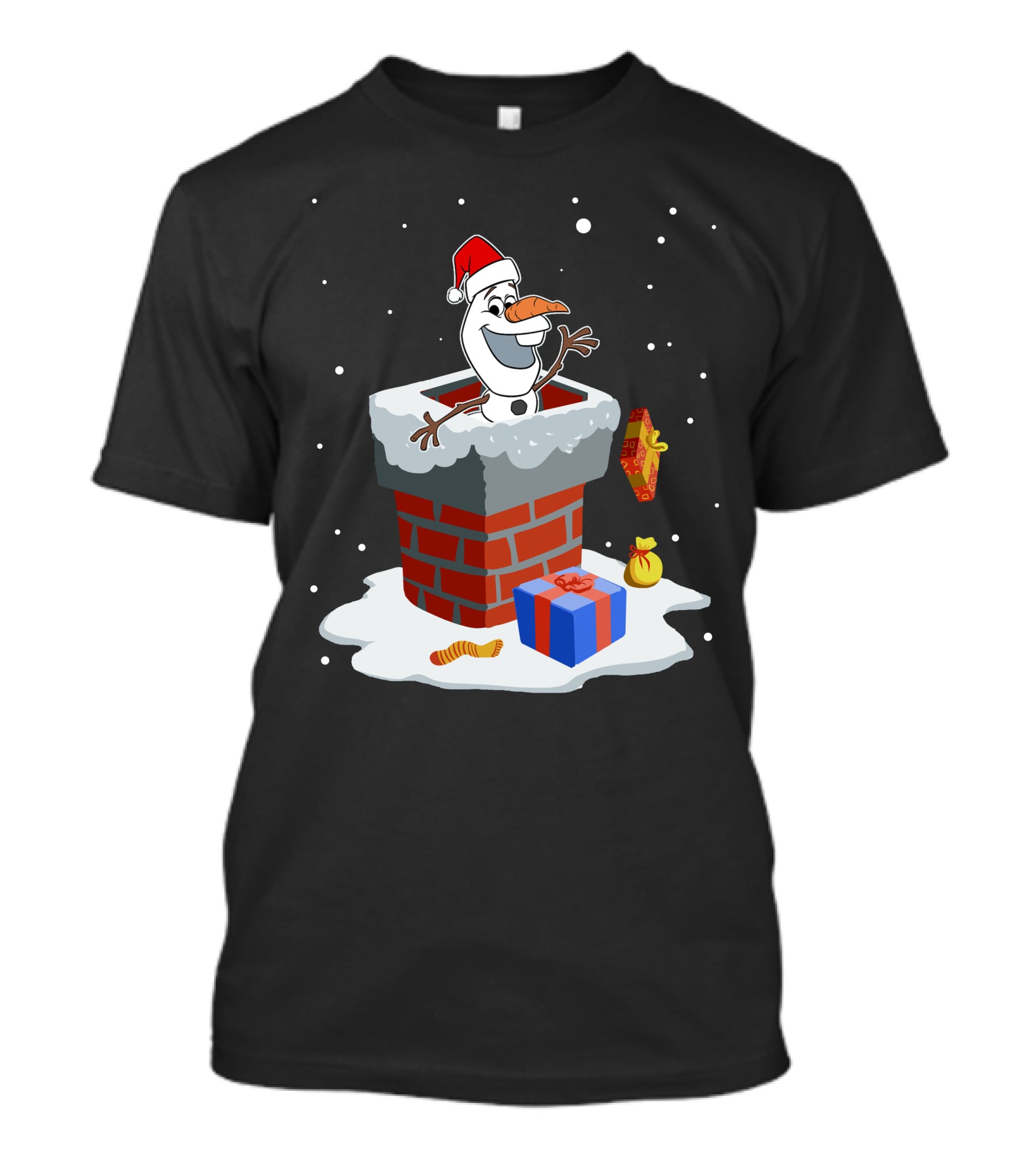 Olaf Santa Chimney Surprise Christmas Snowman T-Shirt