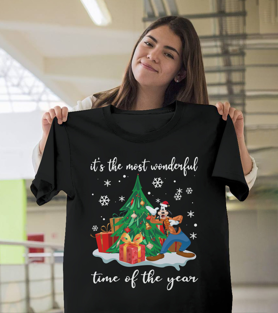 It's The Most Wonderful Time Of The Year Goofy Christmas Tree Snowflakes T-Shirt