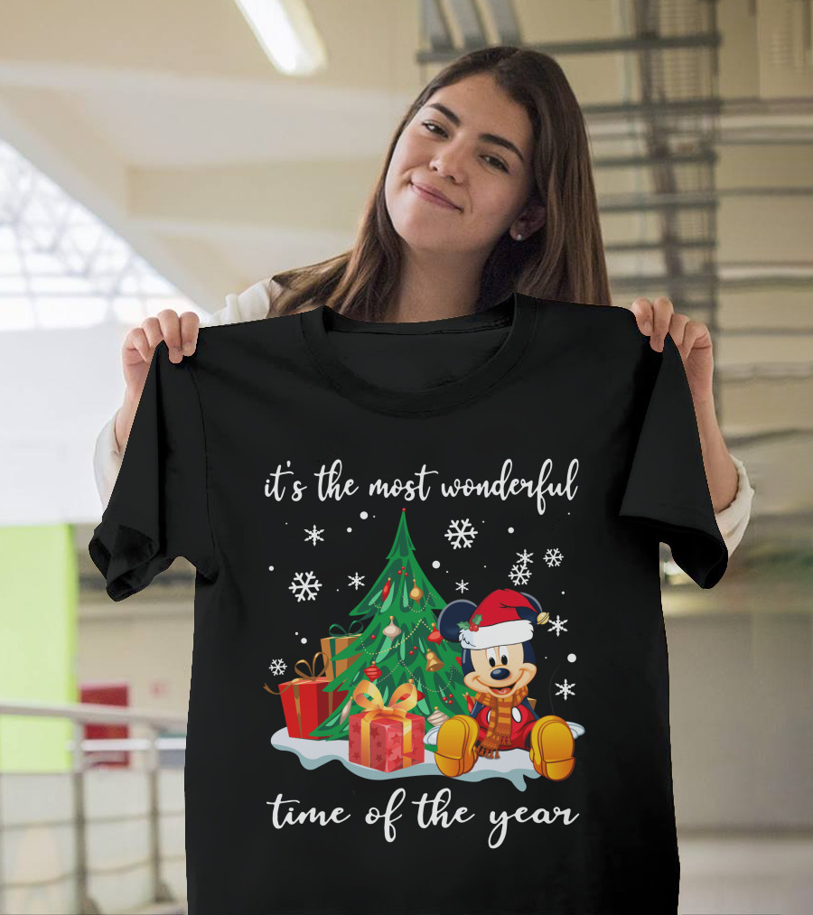 It's The Most Wonderful Time Of The Year Mickey Christmas Tree Gifts Snowflakes T-Shirt