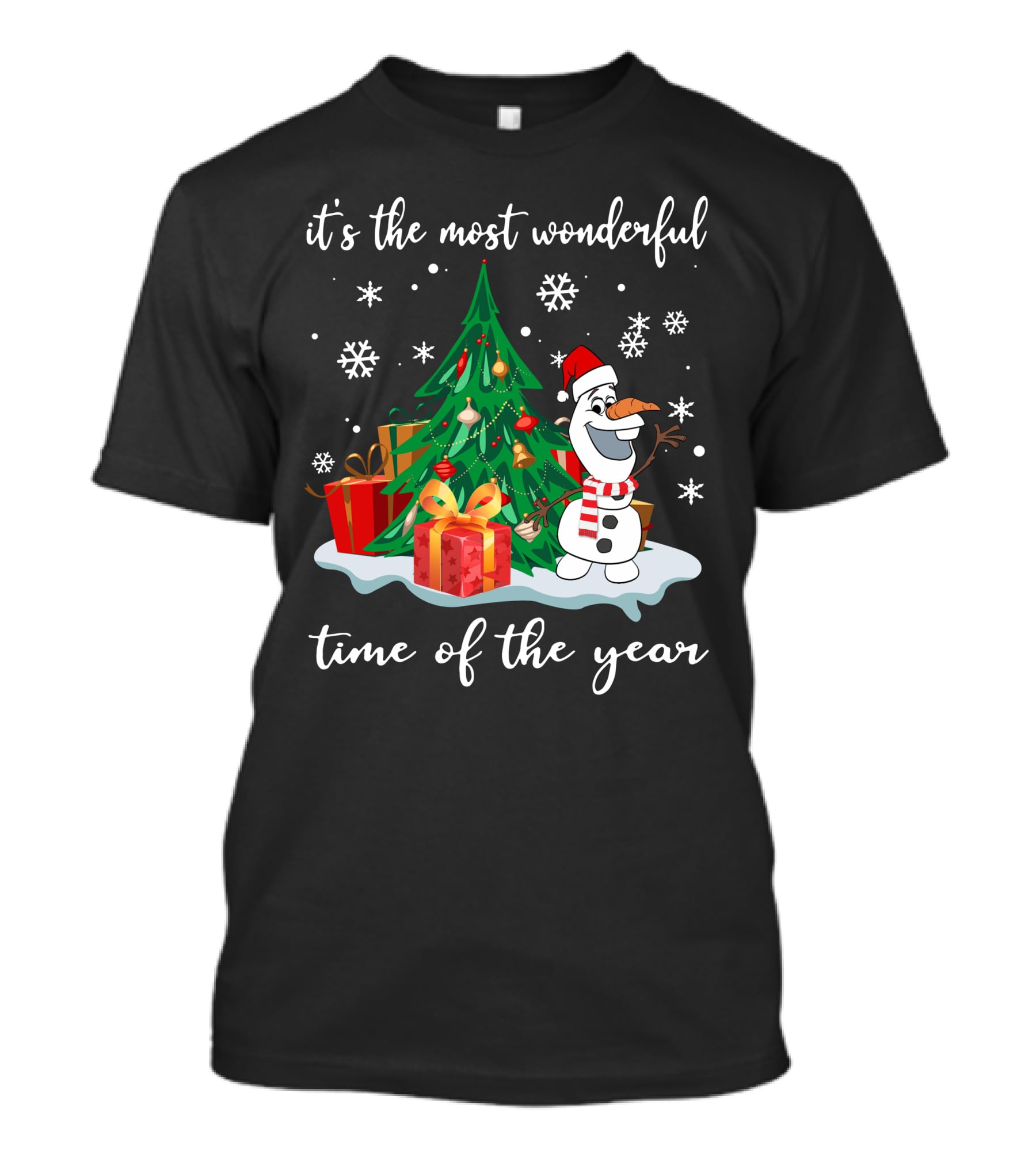 Olaf It's The Most Wonderful Time Of The Year Christmas Tree Snowman T-Shirt