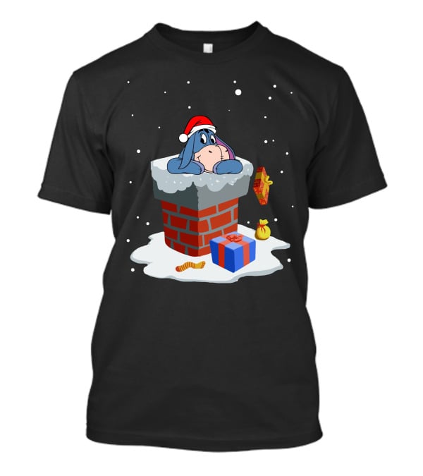 Eeyore Christmas Santa Hat Chimney Presents T-Shirt