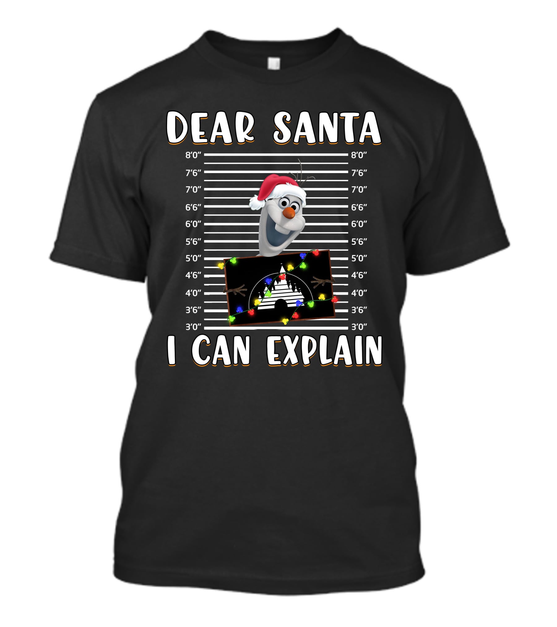Dear Santa Olaf I Can Explain Christmas Disney Mugshot T-Shirt