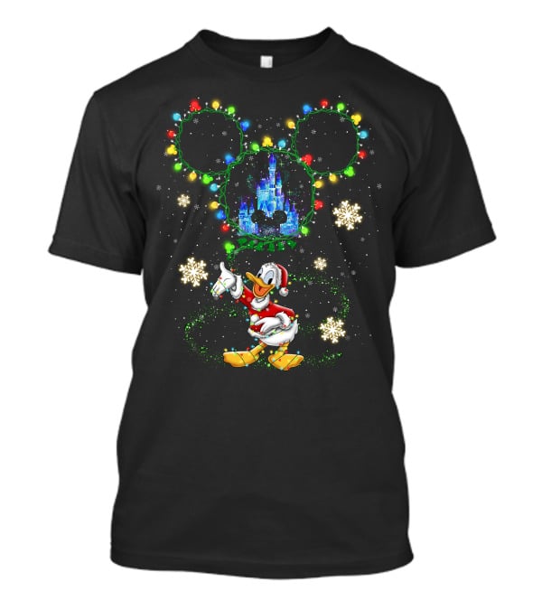 Donald Christmas Wonderland Mickey Lights Snowflakes T-Shirt