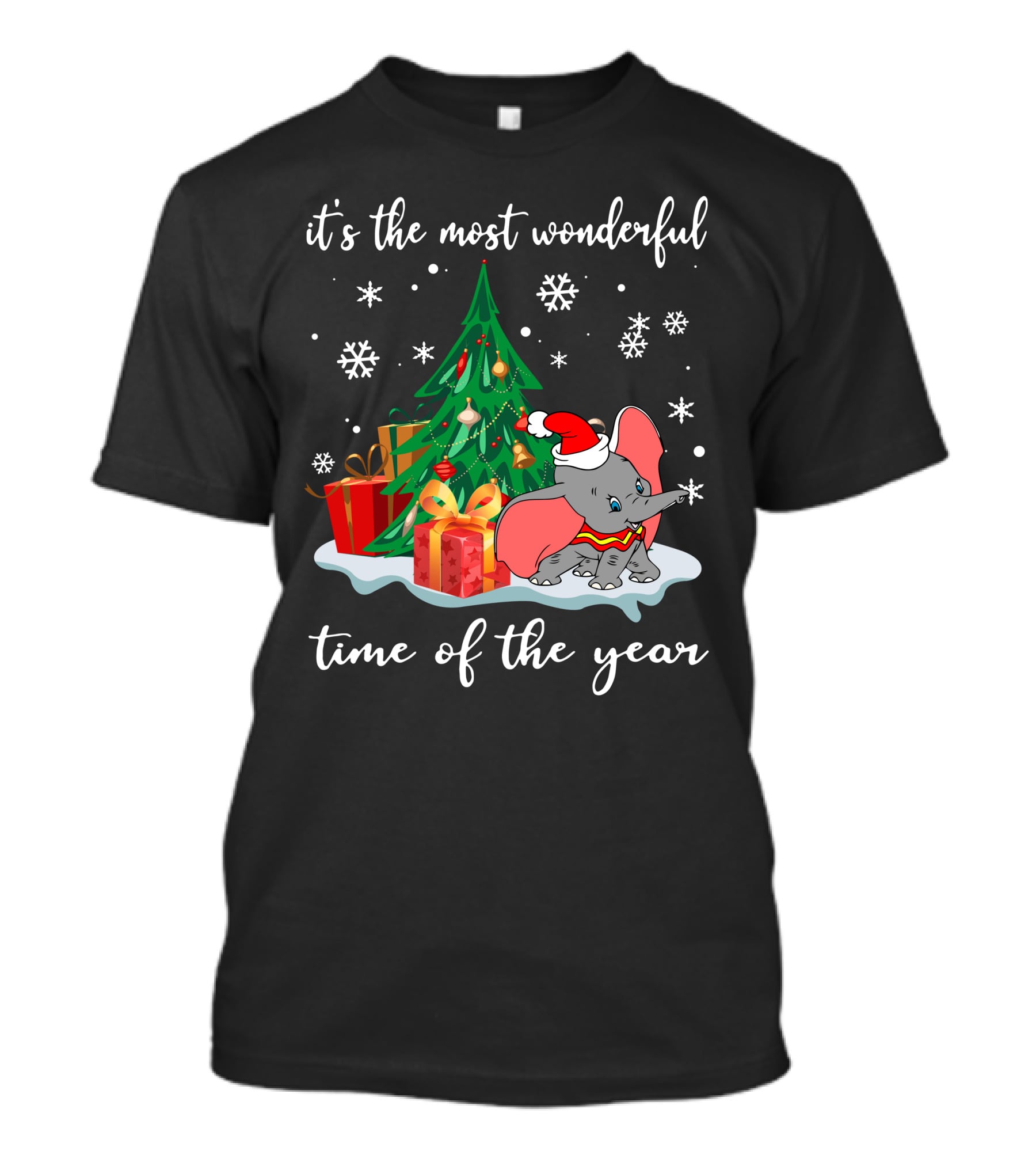 It's The Most Wonderful Time Of The Year Dumbo Christmas Tree Snowflakes T-Shirt