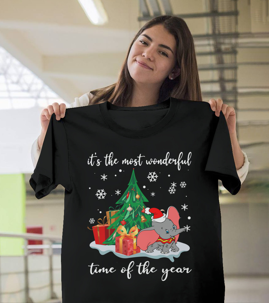 It's The Most Wonderful Time Of The Year Dumbo Christmas Tree Snowflakes T-Shirt