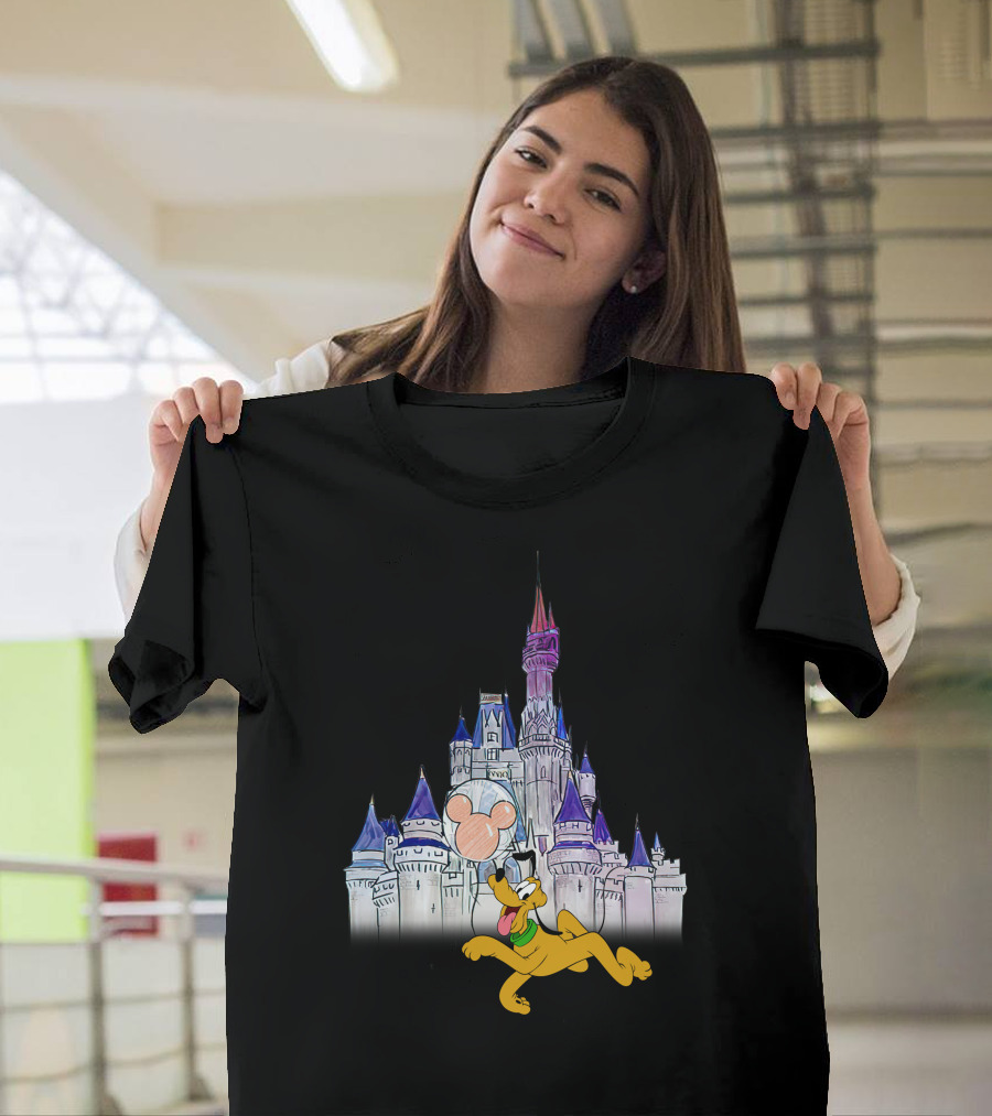 Pluto Disney Castle Mickey Balloon T-Shirt